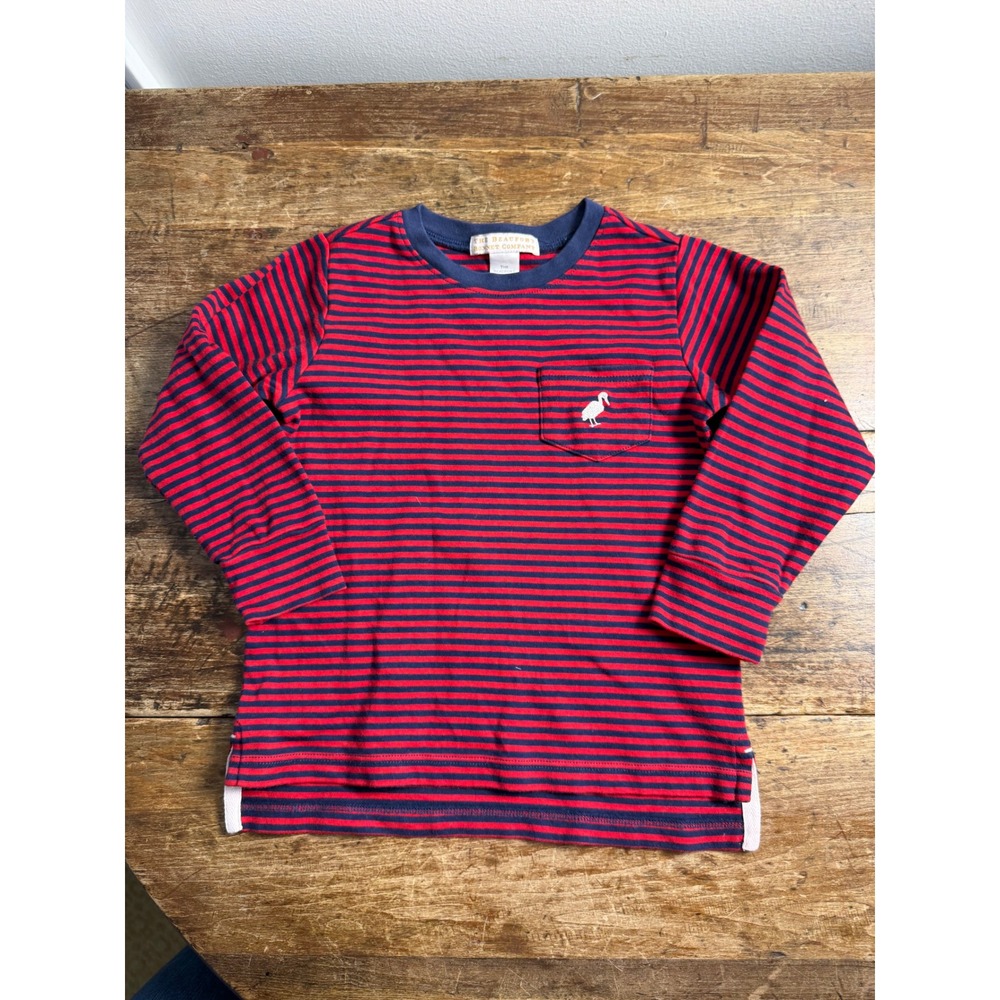 Beaufort Bonnet Company Red Navy Striped Pima Cotton Stork Shirt 3T Kids Unisex
